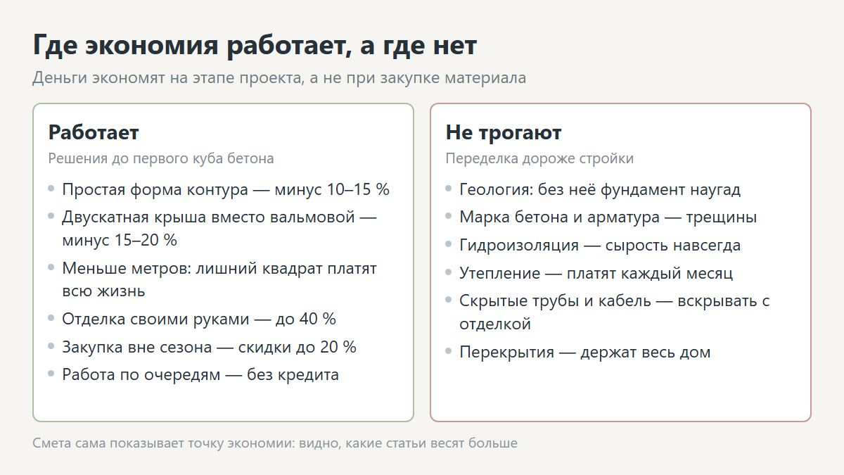 Как сэкономить на строительстве дома по смете