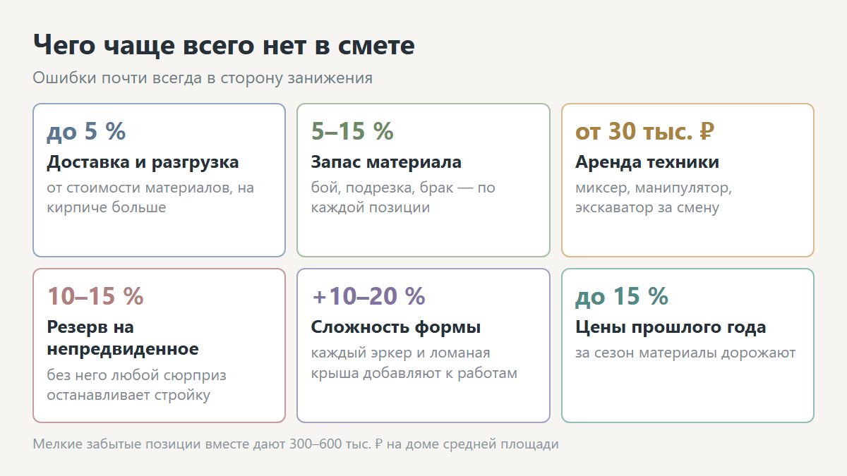 Типичные ошибки при составлении сметы на строительство
