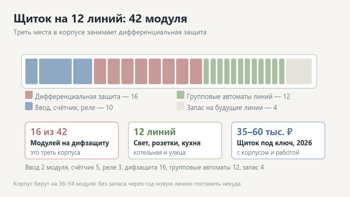 Схема щитка частного дома: ввод, счётчик, реле напряжения, УЗО и группы
