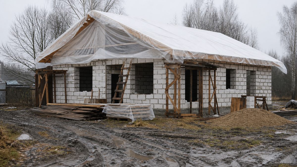 Строительство дома в разные сезоны года