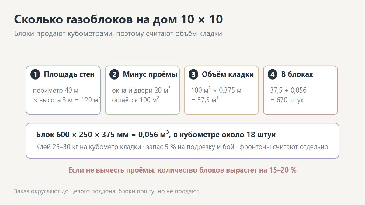 Расчёт количества газобетонных блоков на стены дома