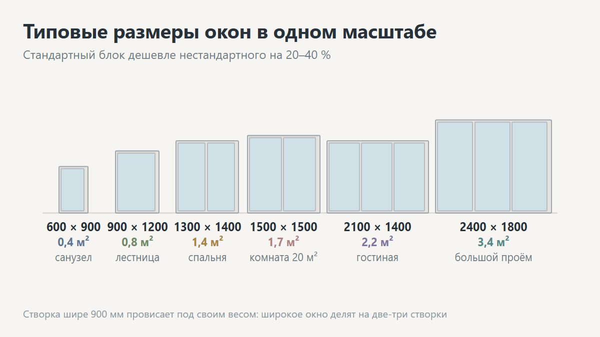 Стандартные размеры окон для частного дома