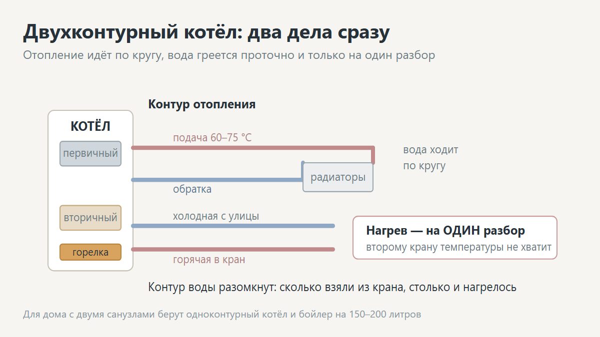 Двухконтурный котёл с проточным нагревом горячей воды