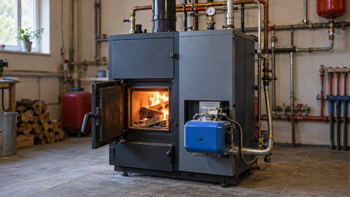 Комбинированный котёл на газе и твёрдом топливе