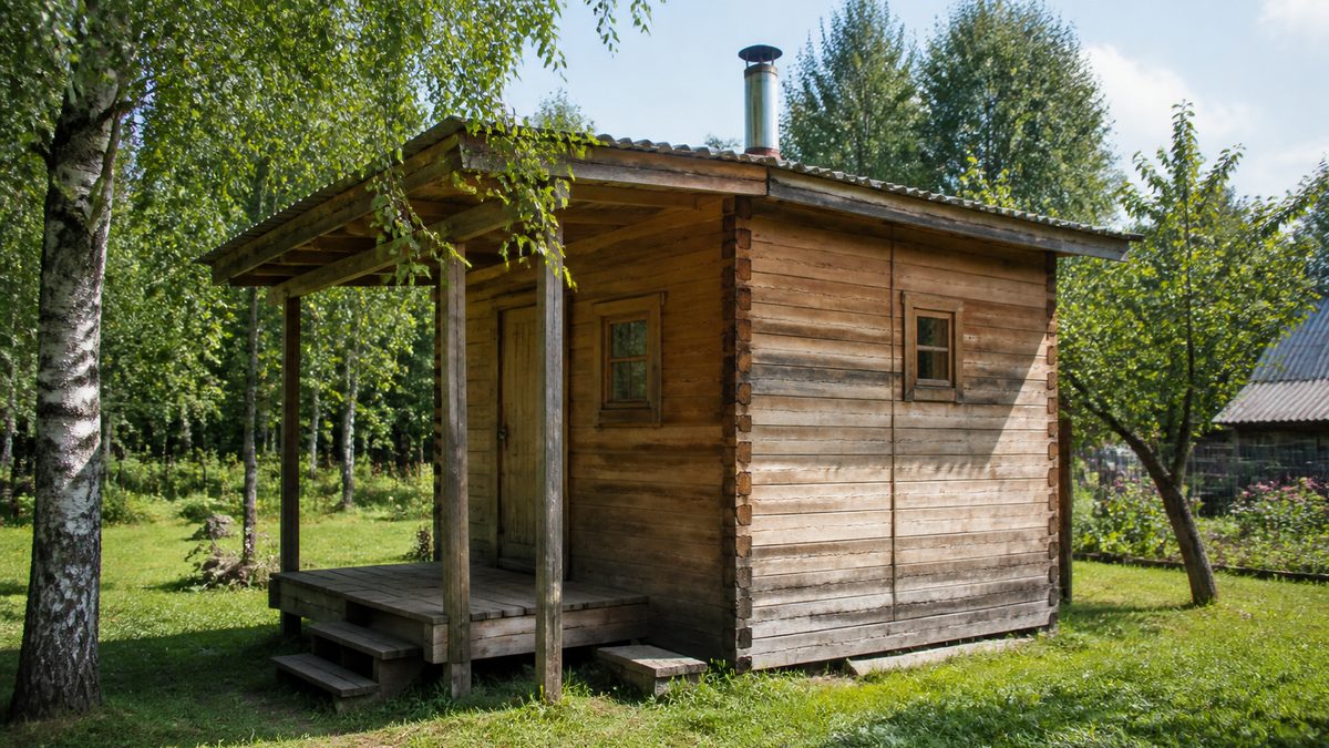 Баня из бруса на участке частного дома