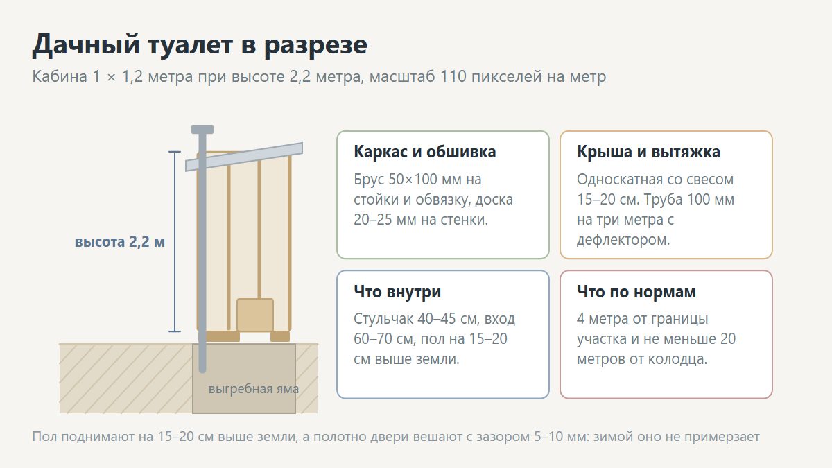 Туалет на даче своими руками: каркас из бруса и обшивка доской