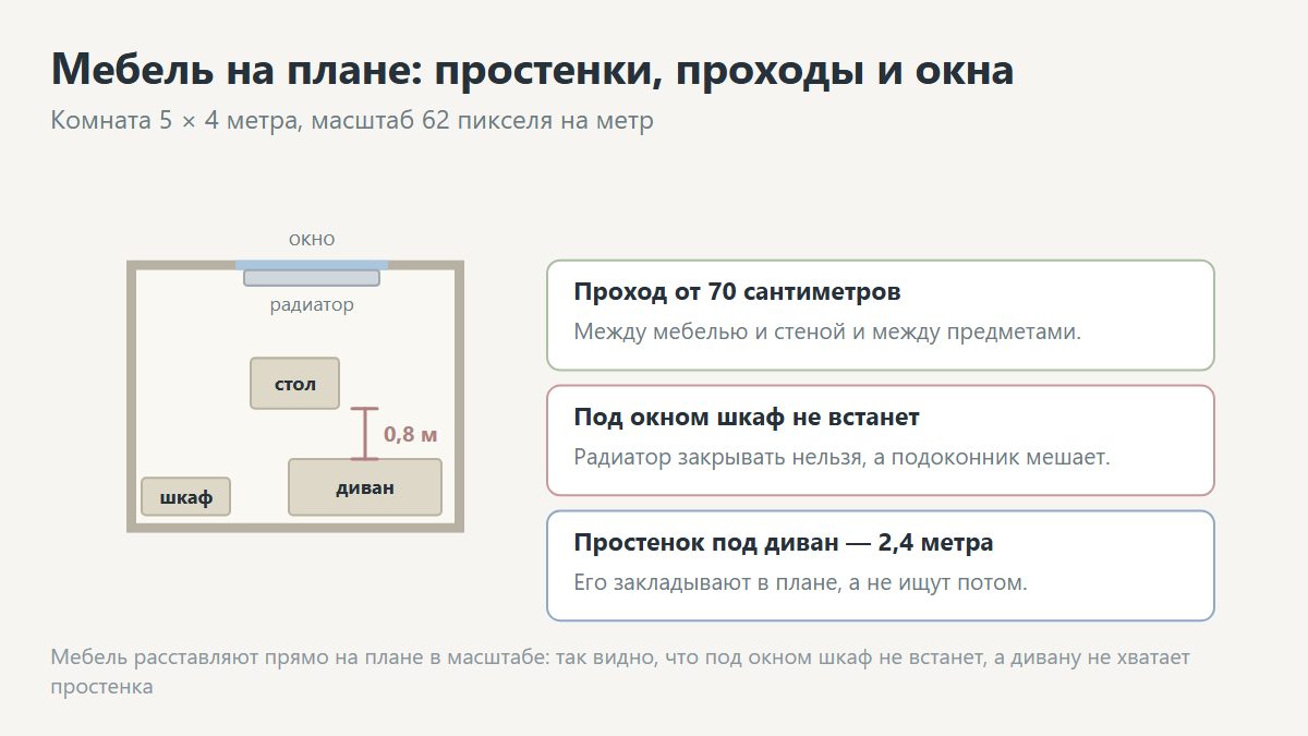 Расстановка мебели на плане дома