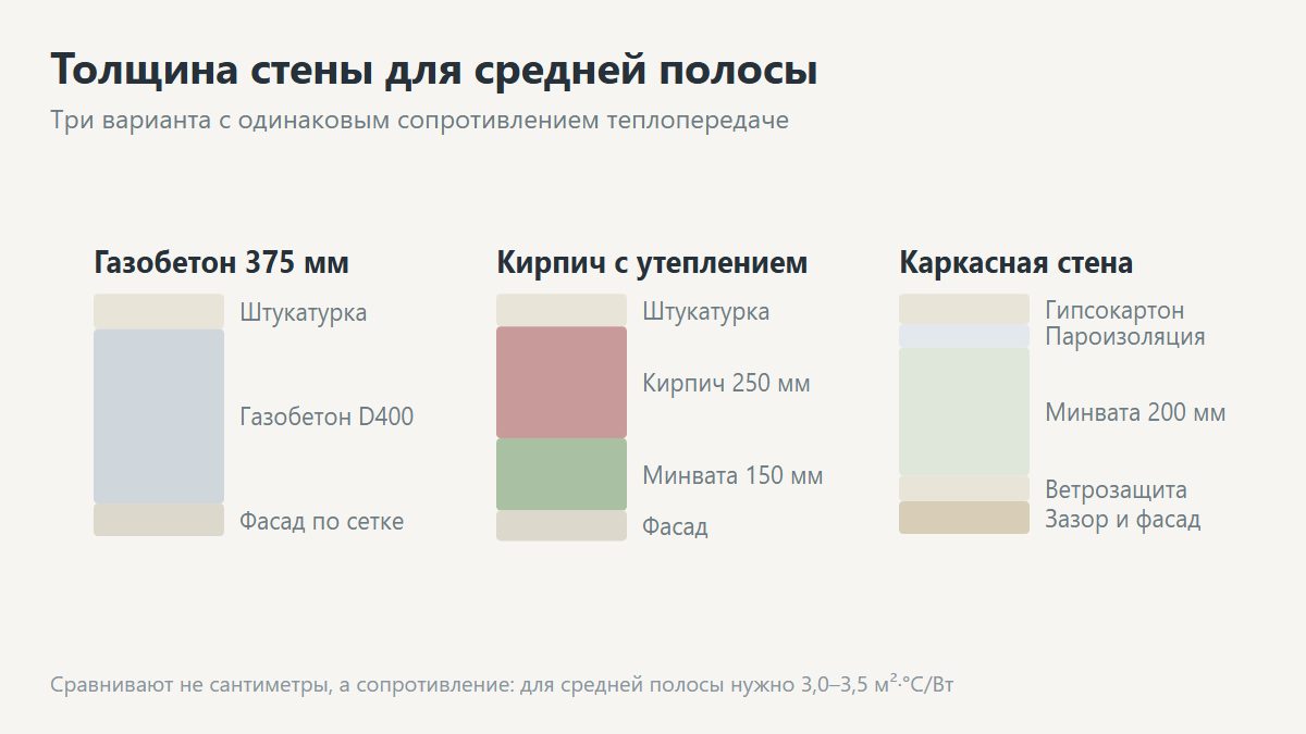 Толщина наружной стены дома из газобетона с утеплением