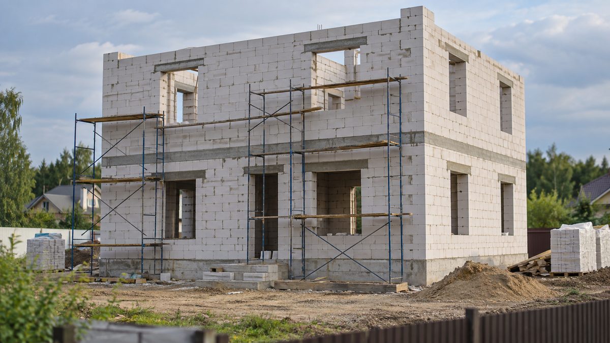Коробка дома из газобетонных блоков