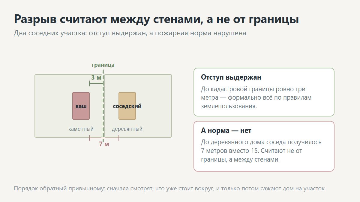 Противопожарные расстояния между жилыми домами на соседних участках