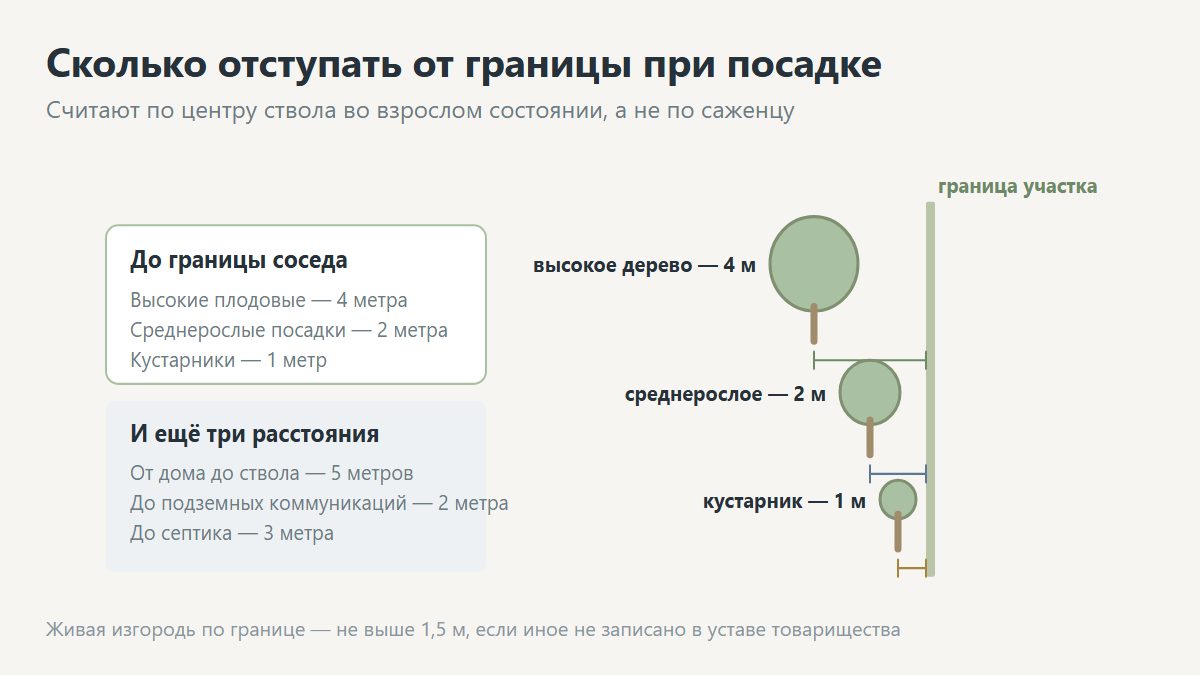 Расстояние от деревьев до границы соседнего участка