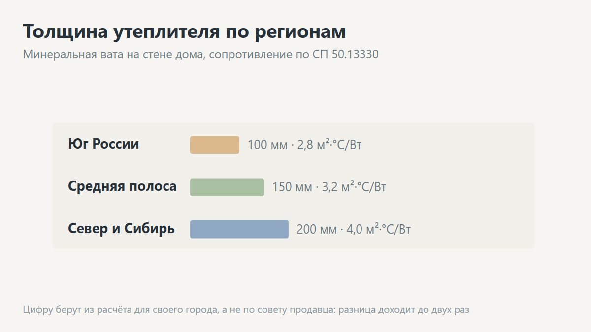 Слой утеплителя на стене дома в разрезе